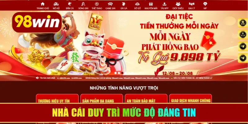 Nhà cái duy trì mức độ đáng tin